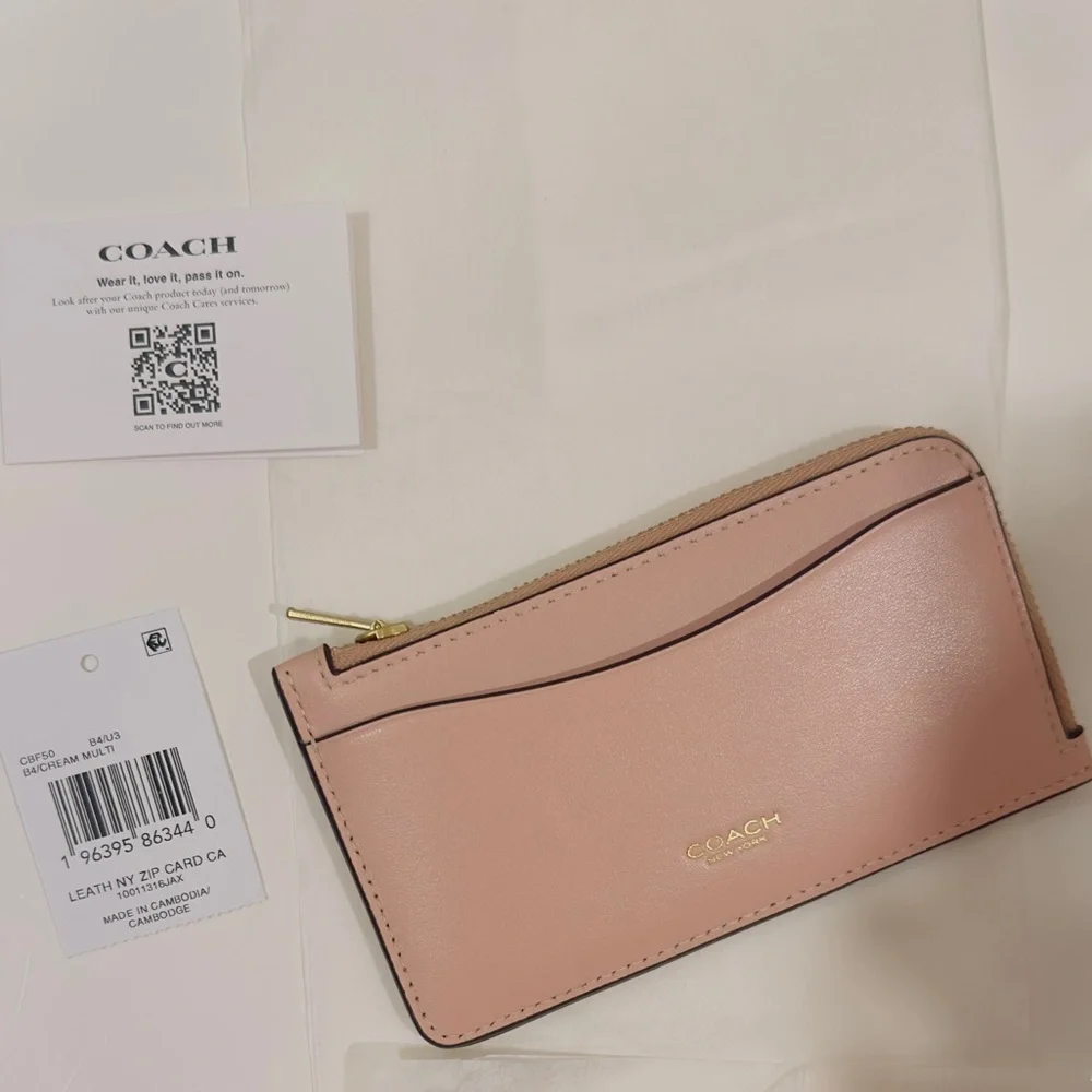 Coach New York Zip Card Case Holder Wallet in Colorblock Cream Multi CBF50 - Picture 5 of 10